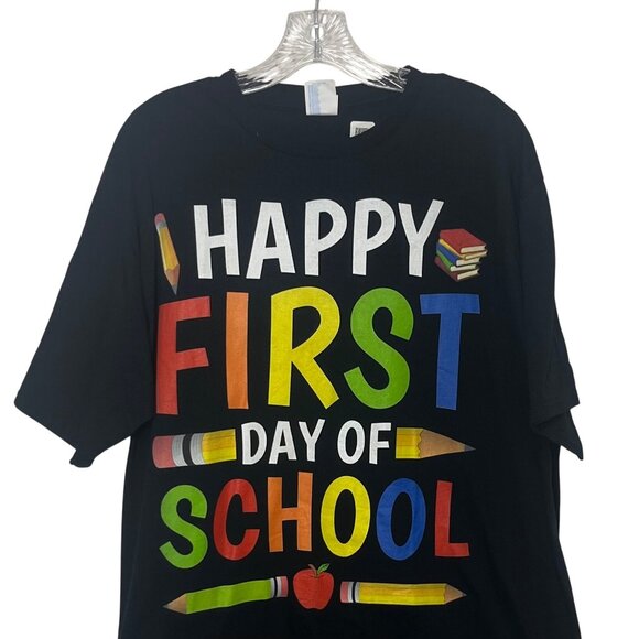 Happy First Day Of School Tshirt Mens XL Black New Port & Company - Picture 3 of 9